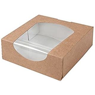 caja box pasteleria, compostable, tamaño grande y con ventana
